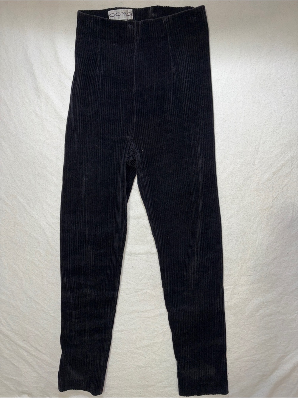Oona Black Soft Wide Ribbed High Rise Stretch Ankle Leggings Size S